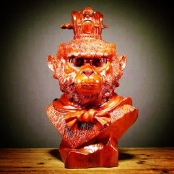 湯河店 花梨木雕齊天大圣美猴王擺件戰(zhàn)斗勝佛家居客廳裝飾擺設紅木工藝品a