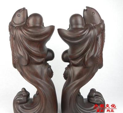 【大有紅木 黑檀木雕刻抱魚(yú)彌勒佛年年有余 工藝品擺件高檔禮品飾】?jī)r(jià)格_廠家_圖片 -