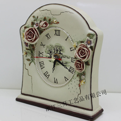 【【廠家直銷】供應歐式樹脂座鐘/小鬧鐘 田園風格 家居擺件裝飾】價格,廠家,圖片,塑料、樹脂工藝品,沈立明(個體經營)-